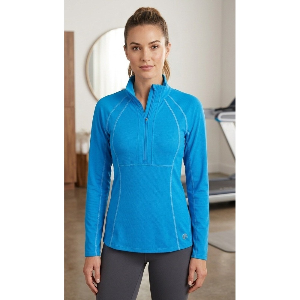 Snow Angel Doeskin Quarter Zip Long‎ Sleeve Base Layer Women's L Blue Activewear